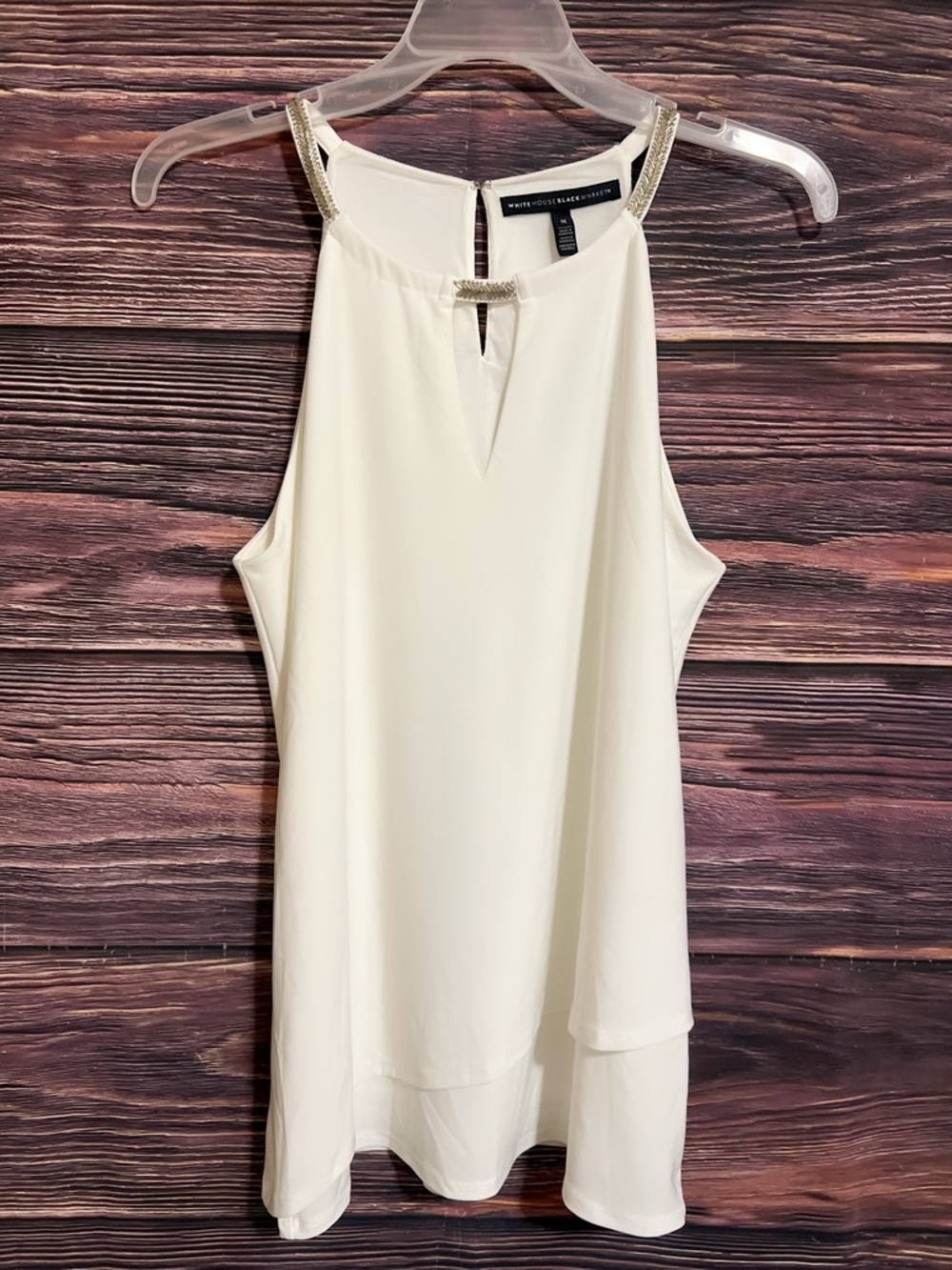 White House Black Market Ivory Beaded Halter Top